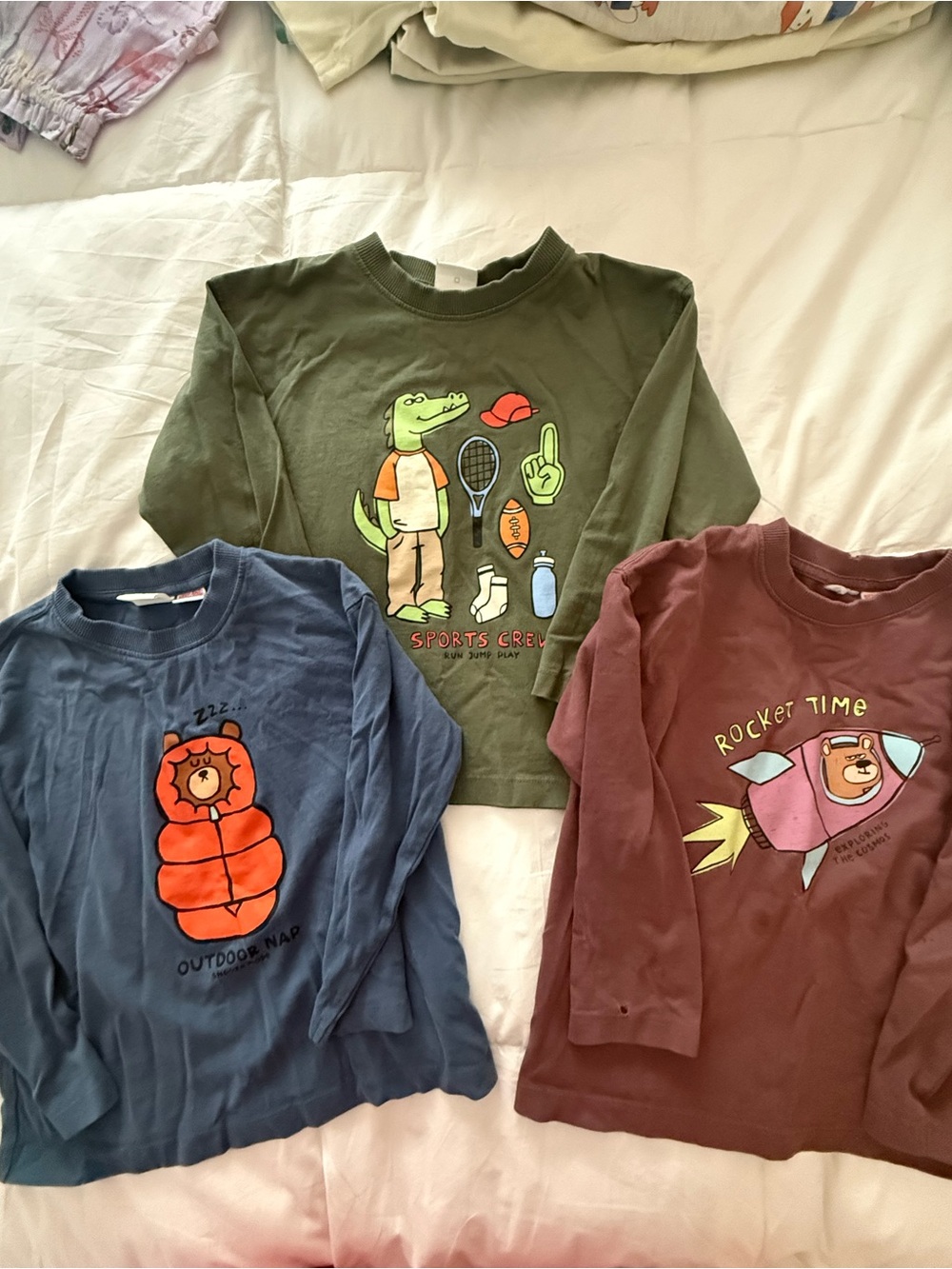Zara Kids Green Crocodile Sports Tee with Blue and Brown Graphic Tops